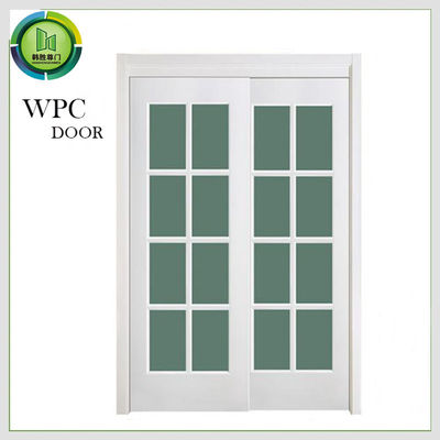 Good price WPC Interior Soundproof Glass Office Door , PVC Double Sliding Glass Doors online